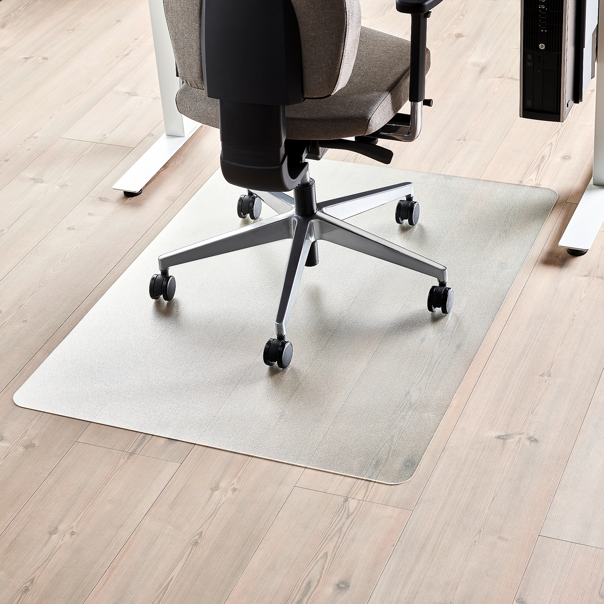 Bodenschutzmatte für Büro und Heimschreibtischstühle Runde Bürostuhl Unterlage mit Einer Vielzahl von Weißen Katzenmustern,A-80cm Bürostuhlunterlage Bodenschutzmatte
